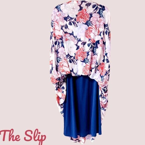 TORRID NEW Navy Floral Swiss Dot Button down Tea- Length Dress. - Picture 9 of 16